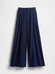 Gap GapStudio Navy Blue Pinstripe Mid Rise Pleated Baggy Trousers - Image 6 of 6