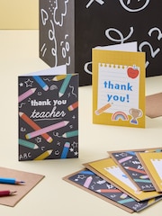 Set of 6 Yellow Thank You Teacher Cards - Image 1 of 3