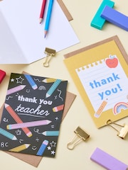 Set of 6 Yellow Thank You Teacher Cards - Image 2 of 3