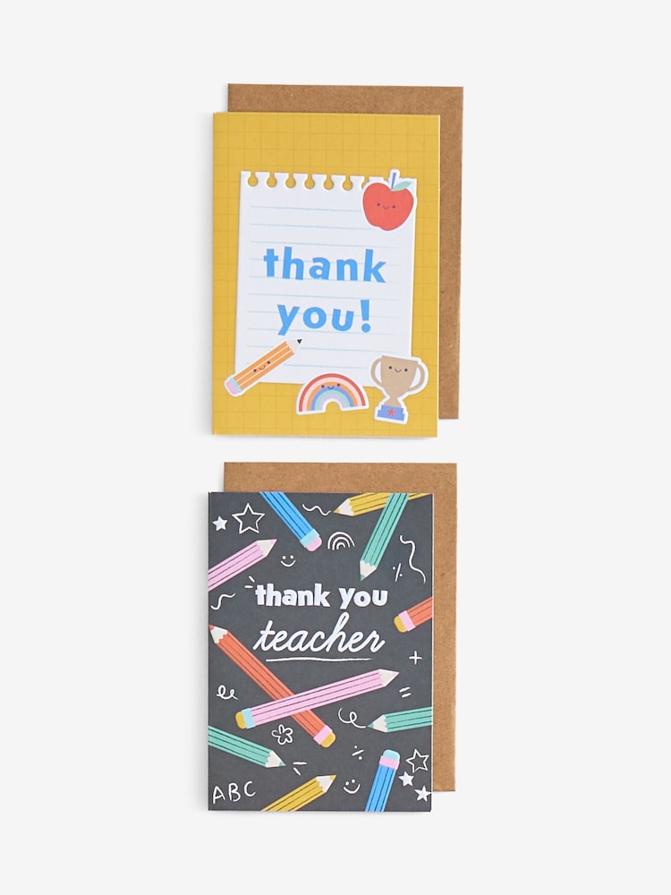 Set of 6 Yellow Thank You Teacher Cards - Image 3 of 3