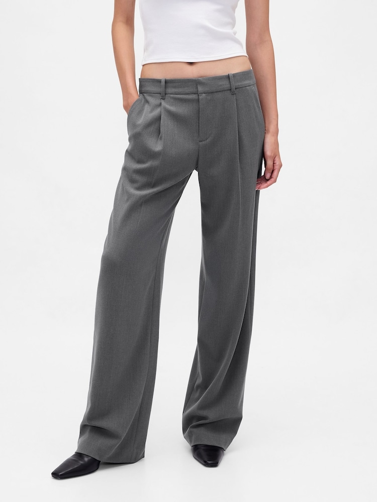 Gap Dark Grey 365 Low Waist Pleated Trousers - Image 1 of 6 Gap Dark Grey 365 Low Waist Pleated Trousers - Image 1 of 6