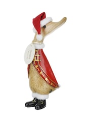 DCUK Red Traditional Christmas Duckling Santa Wooden Ornament - Image 1 of 2