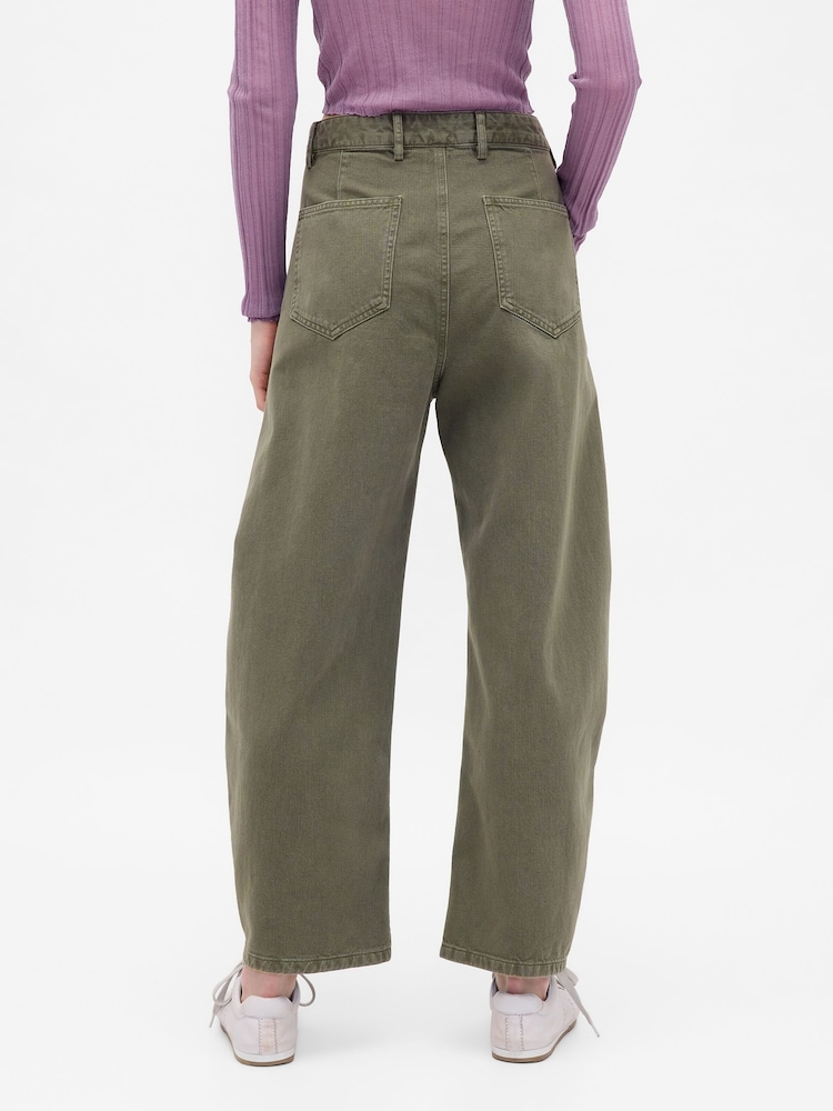Gap Green Mid Rise Twill Barrel Trousers - Image 2 of 4