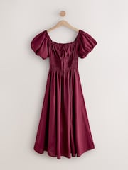 Plum Purple Puff Sleeve Midi Dress - Image 5 of 7