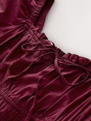 Plum Purple Puff Sleeve Midi Dress - Image 6 of 7