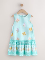Pale Blue Floral Sleeveless Jersey Dress (3-16yrs) - Image 4 of 7