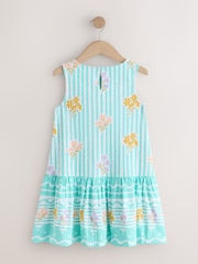 Pale Blue Floral Sleeveless Jersey Dress (3-16yrs) - Image 5 of 7