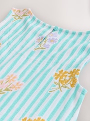 Pale Blue Floral Sleeveless Jersey Dress (3-16yrs) - Image 7 of 7