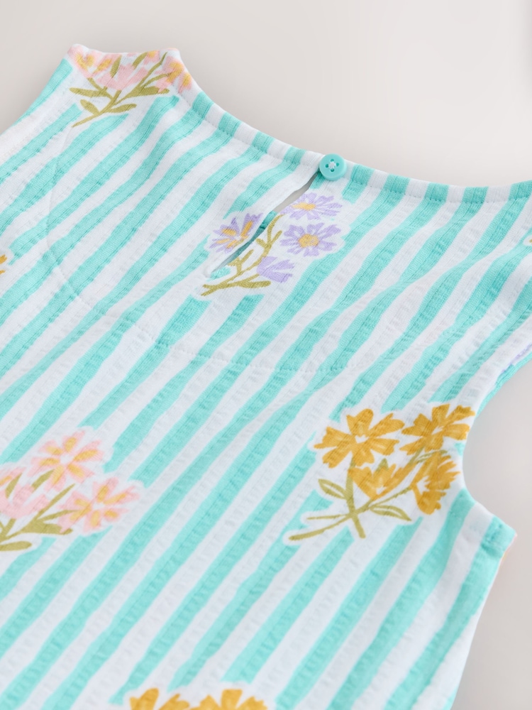 Pale Blue Floral Sleeveless Jersey Dress (3-16yrs) - Image 7 of 7