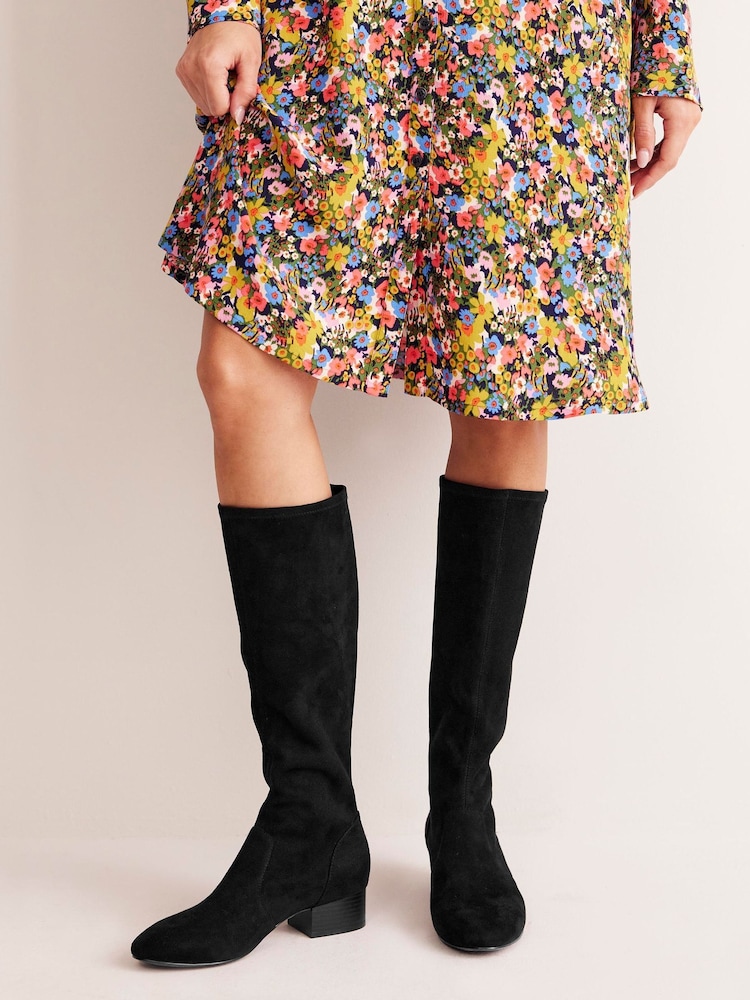 Boden Black Flat Stretch Knee Boots - Image 1 of 4