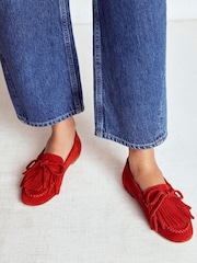 Boden Red Soft Tassel Deck Shoes - Image 1 of 5