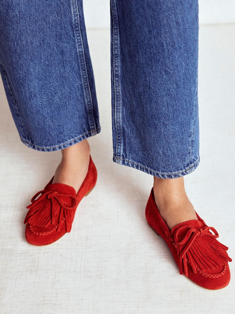 Boden Red Soft Tassel Deck Shoes - Image 1 of 5 Boden Red Soft Tassel Deck Shoes - Image 1 of 5