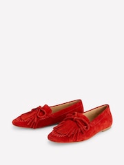 Boden Red Soft Tassel Deck Shoes - Image 4 of 5