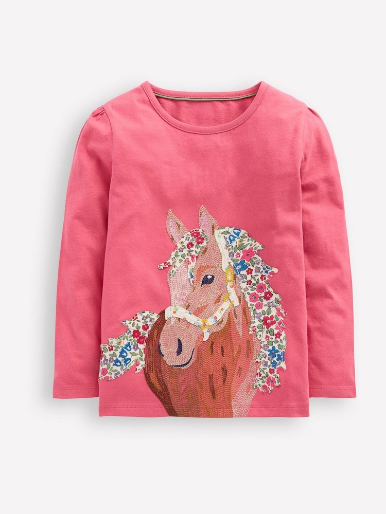 Boden Pink Long Sleeve Superstitch T-Shirt - Image 1 of 3 Boden Pink Long Sleeve Superstitch T-Shirt - Image 1 of 3