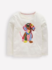Boden Cream Long Sleeve Boucle T-Shirt - Image 1 of 3
