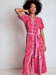 Boden Red Alegra Midi Shirt Dress - Image 1 of 5