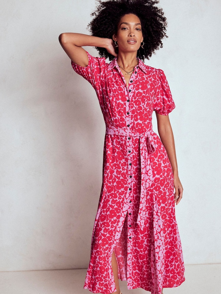 Boden Red Alegra Midi Shirt Dress - Image 1 of 5