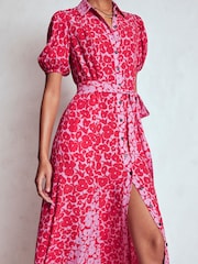 Boden Red Alegra Midi Shirt Dress - Image 2 of 5