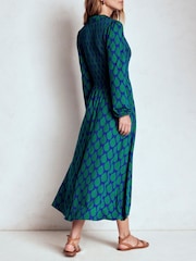 Boden Blue Smocked Jersey Shirt Dress - Image 4 of 6