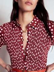 Boden Brown Smocked Jersey Shirt Dress - Image 2 of 5