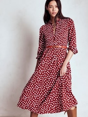 Boden Brown Smocked Jersey Shirt Dress - Image 4 of 5