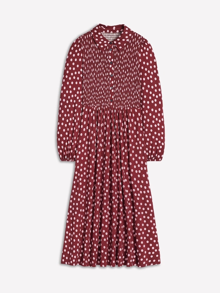 Boden Brown Smocked Jersey Shirt Dress - Image 5 of 5