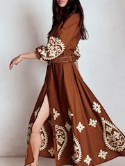Boden Brown Mae Linen Blend Shirt Dress - Image 2 of 6