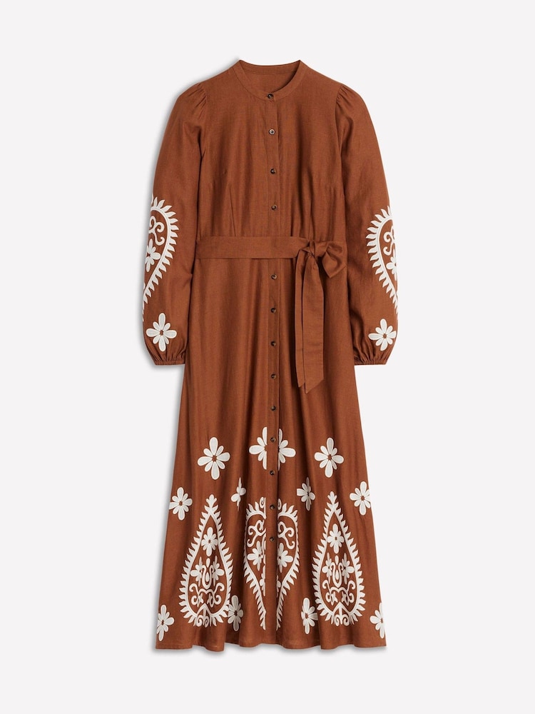 Boden Brown Mae Linen Blend Shirt Dress - Image 6 of 6