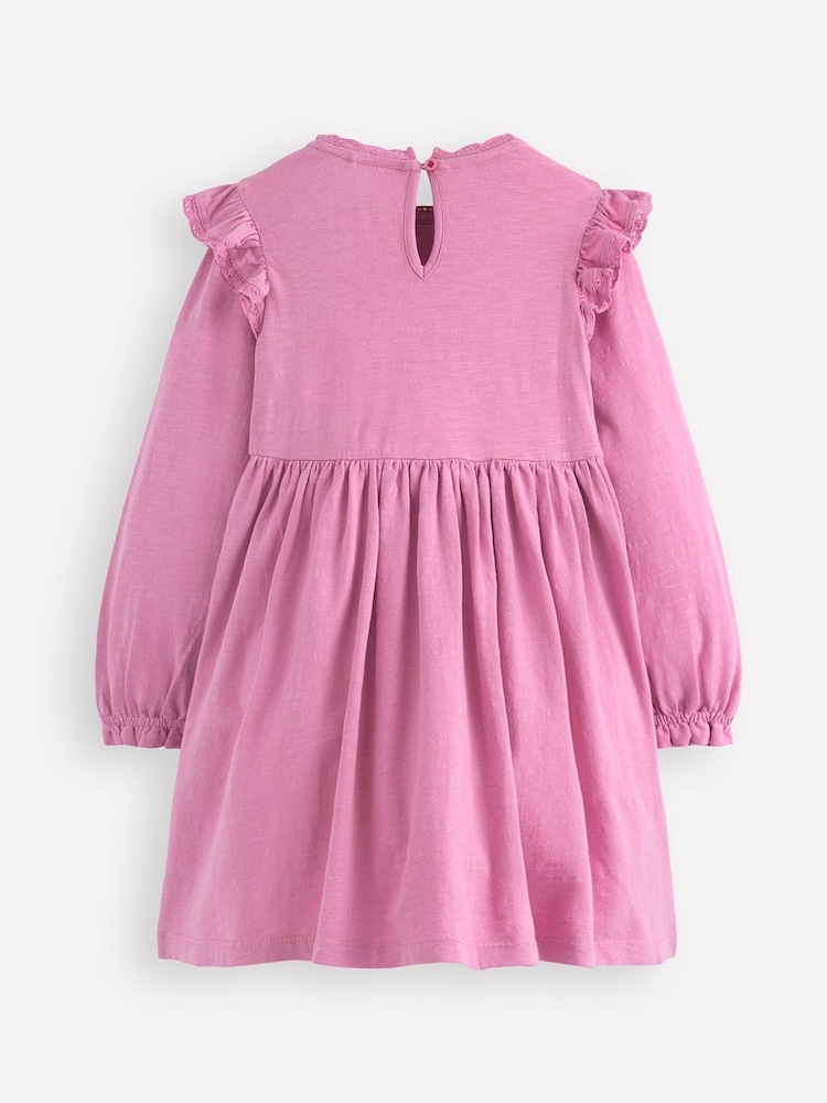 Boden Pink Lace Trim Jersey Dress - Image 2 of 3 Boden Pink Lace Trim Jersey Dress - Image 2 of 3