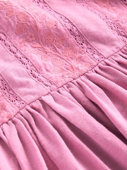 Boden Pink Lace Trim Jersey Dress - Image 3 of 3
