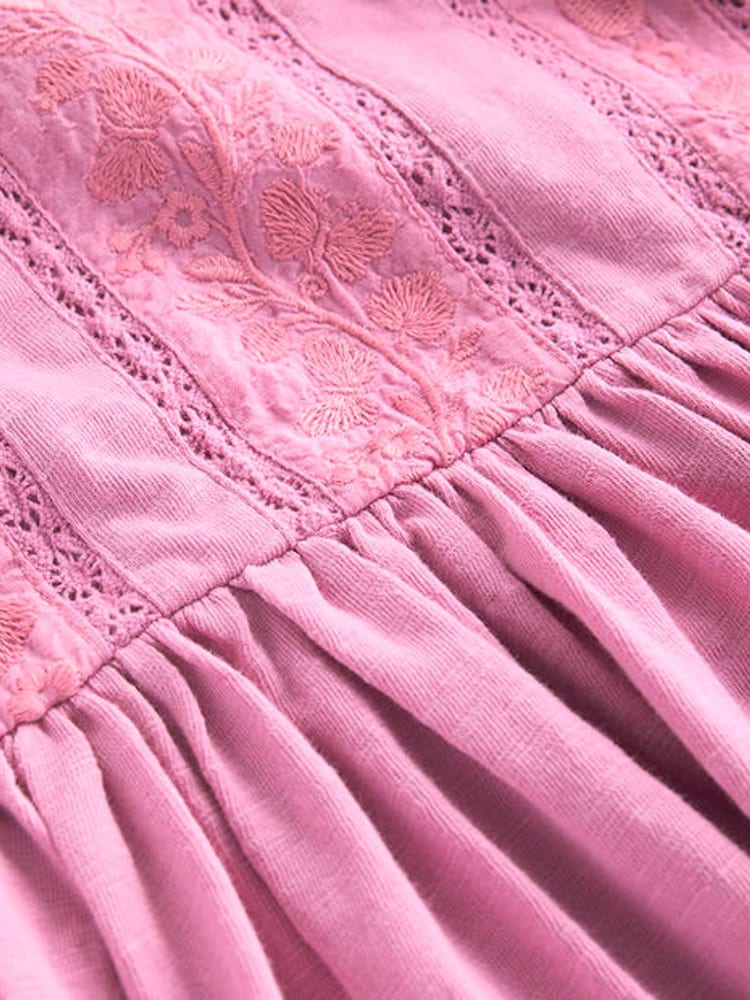 Boden Pink Lace Trim Jersey Dress - Image 3 of 3 Boden Pink Lace Trim Jersey Dress - Image 3 of 3