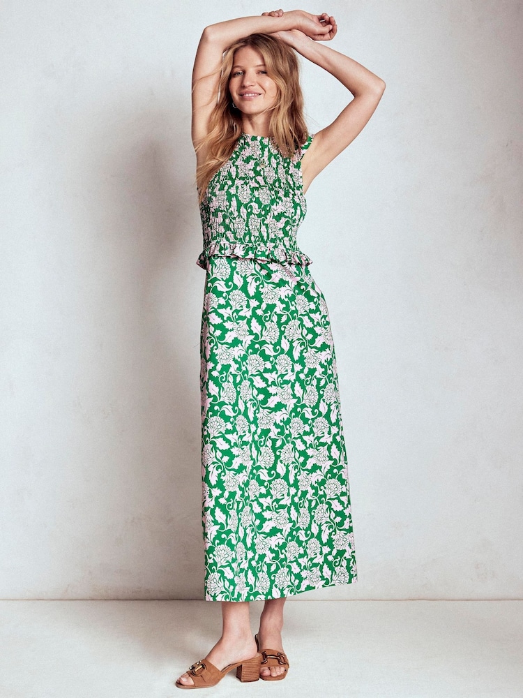 Boden Green Carolina Smocked Midi Dress - Image 1 of 6