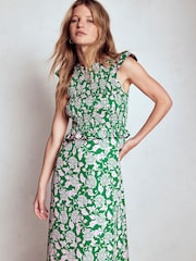 Boden Green Carolina Smocked Midi Dress - Image 4 of 6