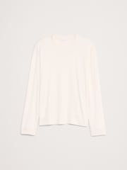Banana Republic White Cotton Ribbed Crew-Neck T-Shirt - Image 4 of 4