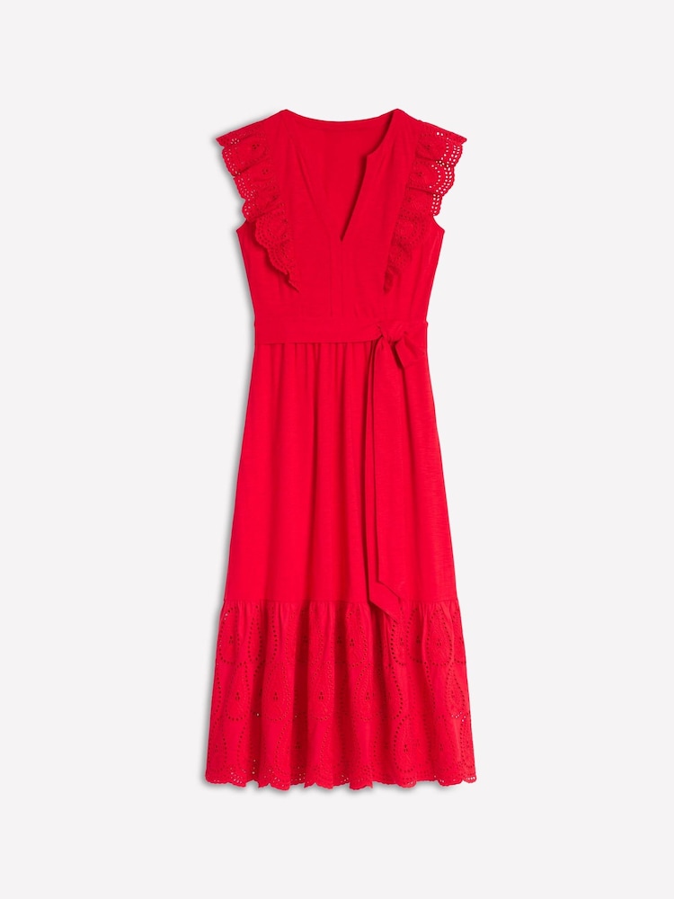 Boden Red Ruffle Detail Tier Midi Dress - Image 6 of 6 Boden Red Ruffle Detail Tier Midi Dress - Image 6 of 6