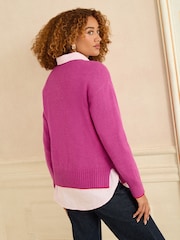 Love & Roses Magenta Sequin Red Love Heart Cosy Knitted Jumper - Image 4 of 4