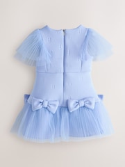 Baker by Ted Baker Angel Sleeve Mesh Bow Hem Embossed Scuba Dress - Image 2 of 7