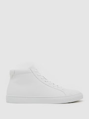 Reiss White Luca High Tumbled-Leather High-Top Trainers - Image 1 of 6