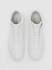 Reiss White Luca High Tumbled-Leather High-Top Trainers - Image 3 of 6