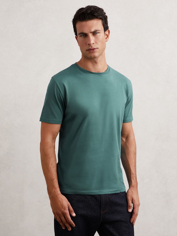 Reiss Seafoam Green Halo Cotton Crew-Neck T-Shirt - Image 1 of 7 Reiss Seafoam Green Halo Cotton Crew-Neck T-Shirt - Image 1 of 7
