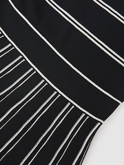 Reiss Black/Ivory Amber Stripe Pleated Knitted Midi Dress - Image 6 of 6
