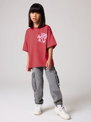 smALLSAINTS Red Girls Oversized Orlando Logo Crew 100% Cotton T-Shirt - Image 1 of 2