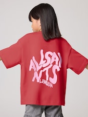smALLSAINTS Red Girls Oversized Orlando Logo Crew 100% Cotton T-Shirt - Image 2 of 2