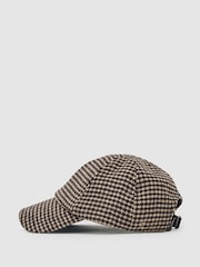 Reiss Brown Wansbeck Wool-Blend Houndstooth-Check Cap - Image 3 of 5
