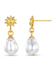 Orelia London Gold Tone Mini Molten Sun & Pearl Drop Earring - Image 1 of 2