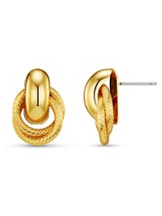Orelia London Gold Tone Mini Textured Interlocking Earrings - Image 1 of 1