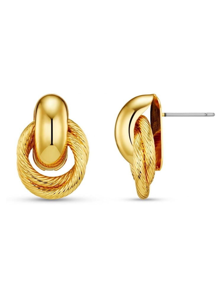 Orelia London Gold Tone Mini Textured Interlocking Earrings - Image 1 of 1