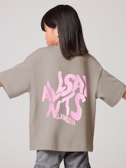 smALLSAINTS Neutral Girls Oversized Orlando Logo Crew 100% Cotton T-Shirt - Image 2 of 2