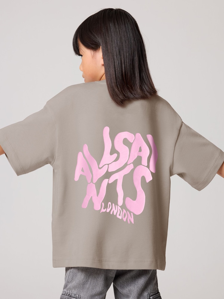 smALLSAINTS Neutral Girls Oversized Orlando Logo Crew 100% Cotton T-Shirt - Image 2 of 2