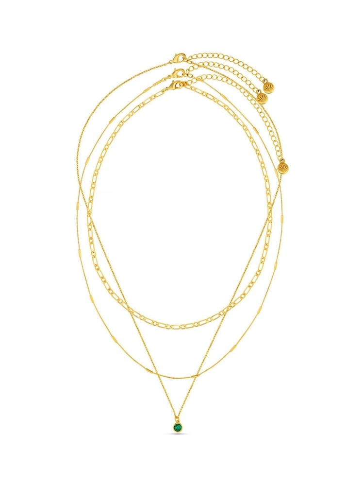 Orelia London Gold Tone Swarovski Drop 3-Row Necklace - Image 1 of 3 Orelia London Gold Tone Swarovski Drop 3-Row Necklace - Image 1 of 3